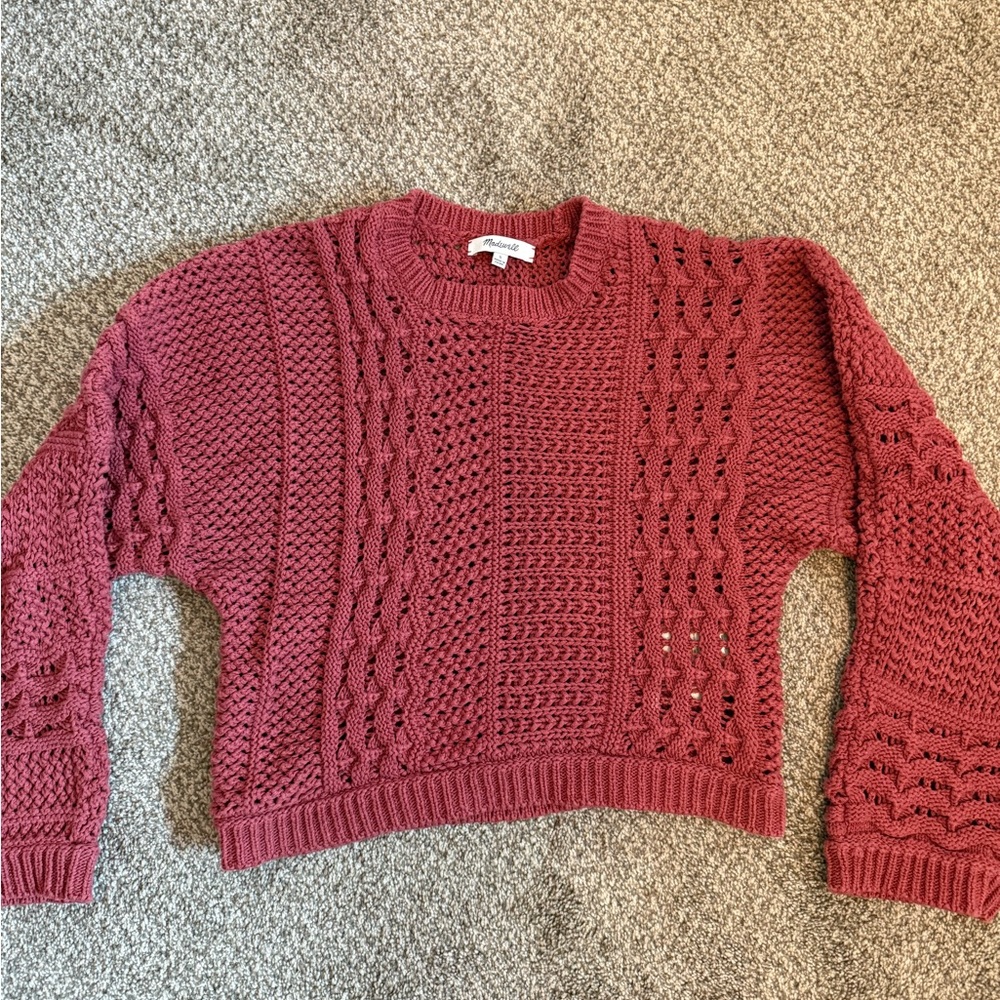Madewell Women's Red Cable Knit Sweater
